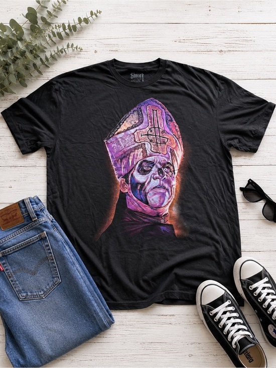 Ghost Other - GHOST Papa Emeritus Graphic Tee Black Purple Neon Band T Shirt Gothic Metal 3XL